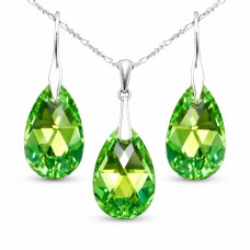 Sidabrinis papuošalų rinkinys moterims „Baroque (Peridot AB)“ su Swarovski® kristalais