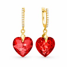 Sudraba auskari „Iemīlējusies Sirds III (Light Siam)“ ar Swarovski™ kristāliem