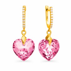 Sudraba auskari „Iemīlējusies Sirds III (Rose)“ ar Swarovski® kristāliem