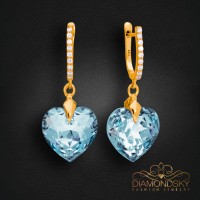 Sudraba auskari "Iemīlējusies Sirds III (Aquamarine Blue)" ar Swarovski™ kristāliem