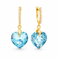 Sudraba auskari „Iemīlējusies Sirds III (Aquamarine Blue)“ ar Swarovski® kristāliem
