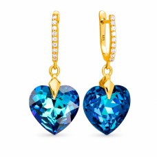 Sudraba auskari „Iemīlējusies Sirds III (Bermuda Blue)“ ar Swarovski™ kristāliem