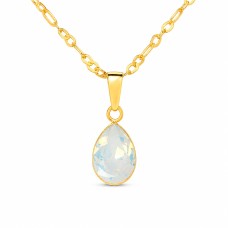 Серебряный кулон 925 пробы «Кристальная Капля (White Opal)» с кристаллами Swarovski®