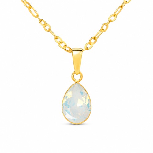 Sudraba kulons „Crystal Drop (White Opal)“