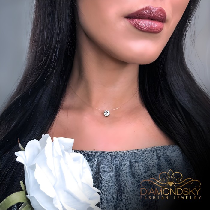 Neredzamais sudraba kulons „Invisible“ ar Swarovski® kristālu