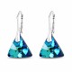 Sudraba auskari „Osiris (Bermuda Blue)“ ar Swarovski® kristāliem