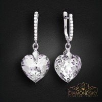 Sudraba auskari "Iemīlējusies Sirds III R" ar Swarovski™ kristāliem