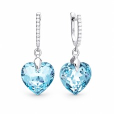 Sudraba auskari „Iemīlējusies Sirds III R (Aquamarine Blue)“ ar Swarovski® kristāliem