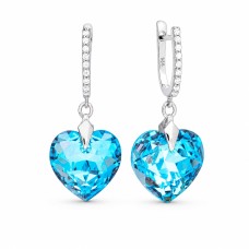 Sudraba auskari „Iemīlējusies Sirds III R (Aquamarine Shimmer)“ ar Swarovski® kristāliem