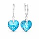 Sudraba auskari „Iemīlējusies Sirds III R (Aquamarine Shimmer)“ ar Swarovski® kristāliem