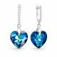 Sudraba auskari „Iemīlējusies Sirds III R (Bermuda Blue)“ ar Swarovski® kristāliem