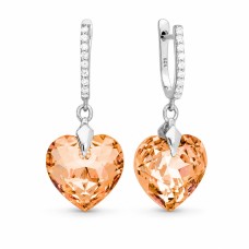 Sudraba auskari „Iemīlējusies Sirds III R (Colorado Topaz)“ ar Swarovski® kristāliem