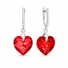 Sudraba auskari „Iemīlējusies Sirds III R (Light Siam)“ ar Swarovski® kristāliem