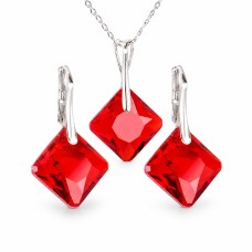 Sudraba komplekts sievietēm „Vizuļošana (Light Siam)“ ar Swarovski® kristāliem