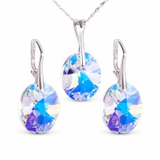 Sidabrinis papuošalų rinkinys moterims „Reflection (Aurora Borealis)“ su Swarovski® kristalais