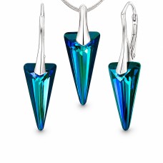 Sidabrinis papuošalų rinkinys moterims DiamondSky „Spike (Bermuda Blue)“ su Swarovski kristalais
