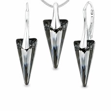 Sidabrinis papuošalų rinkinys moterims „Spike (Silver Night)“ su Swarovski® kristalais