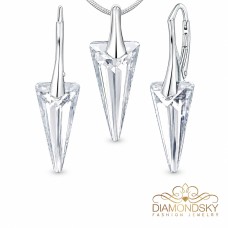 Sidabrinis papuošalų rinkinys moterims „Spike“ su Swarovski® kristalais