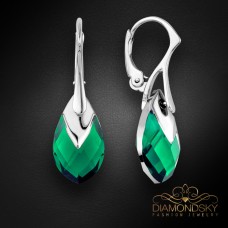 Sudraba auskari "Baroka II (Emerald Light Chrome)" ar Swarovski™ kristāliem