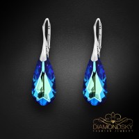 Sudraba auskari "Varavīksnes Kaskāde (Bermuda Blue)" ar Swarovski™ kristāliem