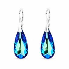 Sudraba auskari „Varavīksnes Kaskāde (Bermuda Blue)“ ar Swarovski™ kristāliem