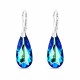 Sudraba auskari „Varavīksnes Kaskāde (Bermuda Blue)“ ar Swarovski® kristāliem