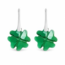Sudraba auskari „Āboliņš (Emerald)“ ar Swarovski™ kristāliem