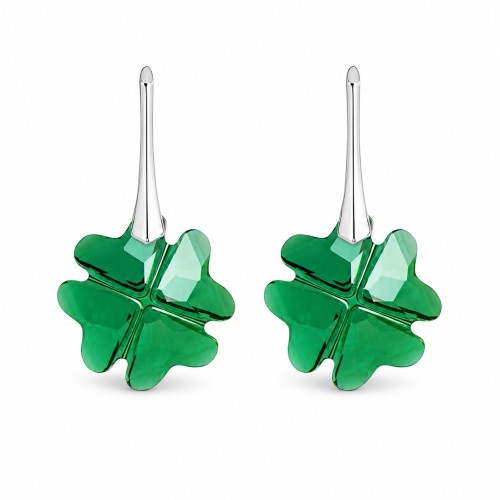 Sudraba auskari „Āboliņš (Emerald)“