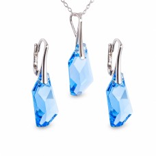 Sudraba komplekts „Hiporboreja (Aquamarine Blue)“ ar Swarovski™ kristāliem