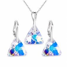 Sidabrinis papuošalų rinkinys moterims „Osiris (Aurora Borealis)“ su Swarovski® kristalais