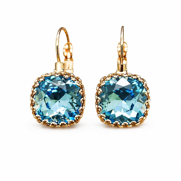 Auskari „Vintage V (Aquamarine Blue)“ ar Swarovski® kristāliem