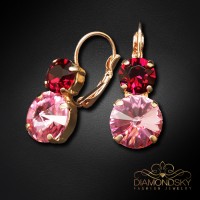 Auskari "Klaris VIII (Light Rose / Ruby)" ar Swarovski™ kristāliem