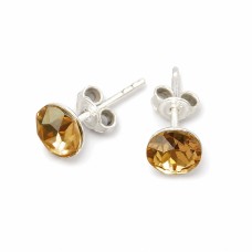 Sudraba auskari „Klasika II (Golden Shadow)“ ar Swarovski® kristāliem