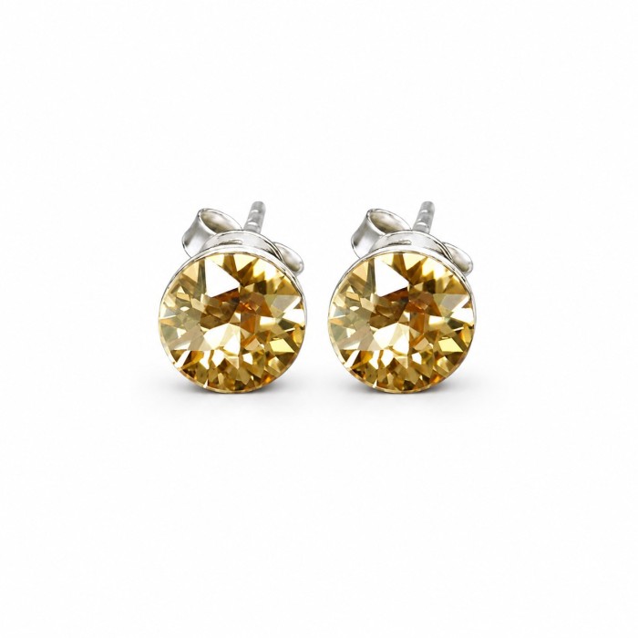 Sudraba auskari „Klasika II (Golden Shadow)“ ar Swarovski® kristāliem
