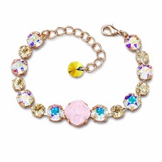 Aproce „Apžilbinošs Mirdzums II (Rose Water Opal / Aurora Borealis / Golden Shadow)“ ar Swarovski™ kristāliem