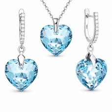 Sudraba komplekts sievietēm „Iemīlējusies Sirds III R (Aquamarine)“ ar Swarovski® kristāliem
