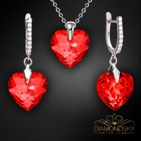 Sudraba komplekts "Iemīlējusies Sirds III R (Light Siam)" ar Swarovski™ kristāliem