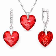 Sudraba komplekts „Iemīlējusies Sirds III R (Light Siam)“ ar Swarovski™ kristāliem