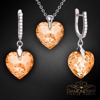Sudraba komplekts "Iemīlējusies Sirds III R (Light Colorado Topaz)" ar Swarovski™ kristāliem