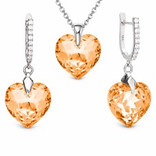 Sudraba komplekts sievietēm „Iemīlējusies Sirds III R (Light Colorado Topaz)“ ar Swarovski® kristāliem