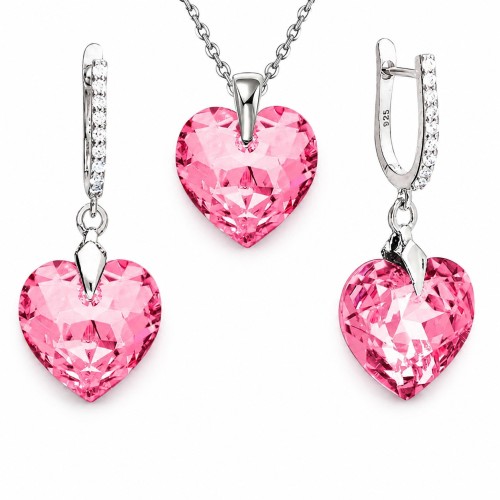 Sidabrinis papuošalų rinkinys moterims DiamondSky „Romantic Heart III R (Rose)“