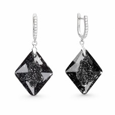 Sudraba auskari „Augošais Kristāls (Silver Night)“ ar Swarovski™ kristāliem