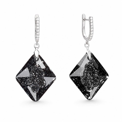 Sudraba auskari „Augošais Kristāls (Silver Night)“
