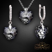 Sudraba komplekts "Iemīlējusies Sirds III R (Silver Night)" ar Swarovski™ kristāliem