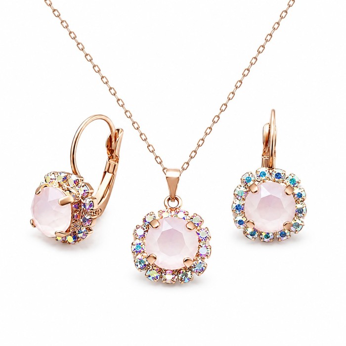 Komplekts sievietēm „Krāšņums II (Powder Rose)“ ar Swarovski® kristāliem