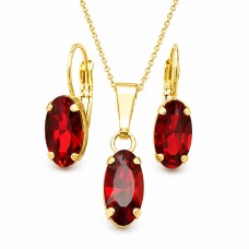 Papuošalų rinkinys moterims DiamondSky „Enigma (Scarlet)“ su Swarovski kristalais