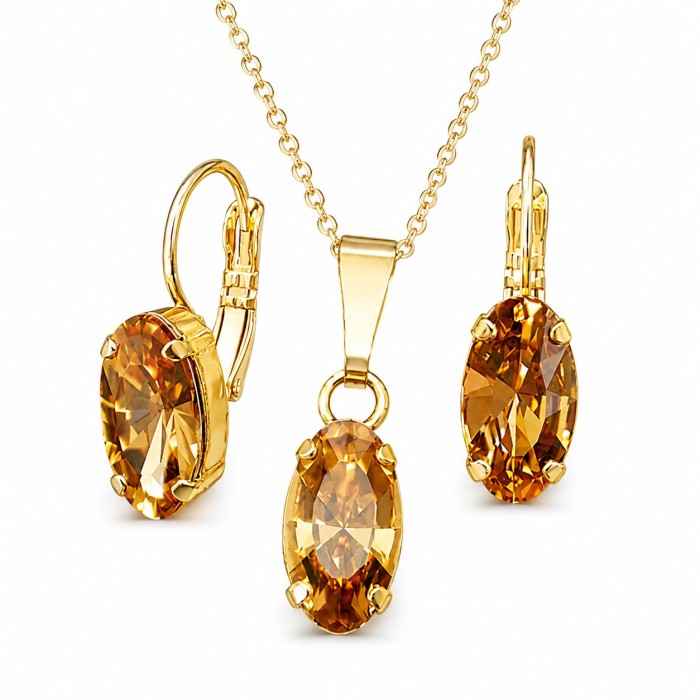 Komplekts sievietēm „Enigma (Light Colorado Topaz)“ ar Swarovski® kristāliem
