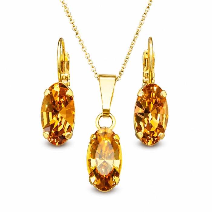Komplekts sievietēm „Enigma (Light Colorado Topaz)“ ar Swarovski® kristāliem