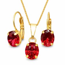 Papuošalų rinkinys moterims DiamondSky „Mystic II (Scarlet)“ su Swarovski kristalais