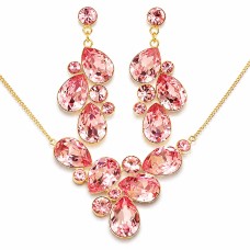 Papuošalų rinkinys moterims DiamondSky „Fillory Magic (Light Rose)“ su Preciosa® kristalais